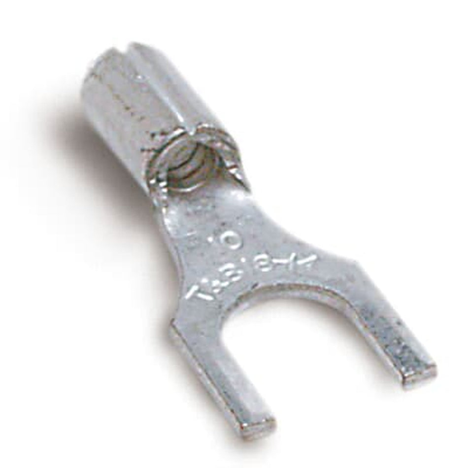 Sta-Kon Non-Insulated Fork Terminal, 18-14 AWG, #6 Stud, Metallic, 1000 Pack