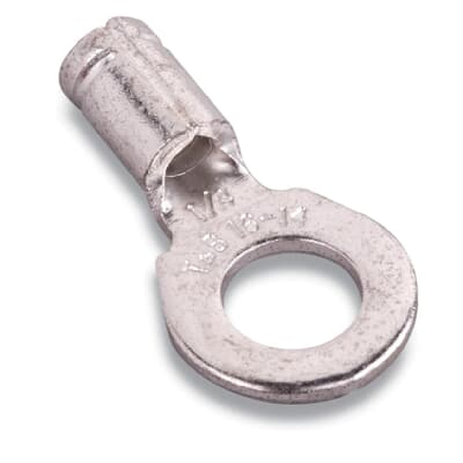 Sta-Kon Non-Insulated Ring Terminal, 16-14 AWG, #6 Stud, Metallic, 500 Pack