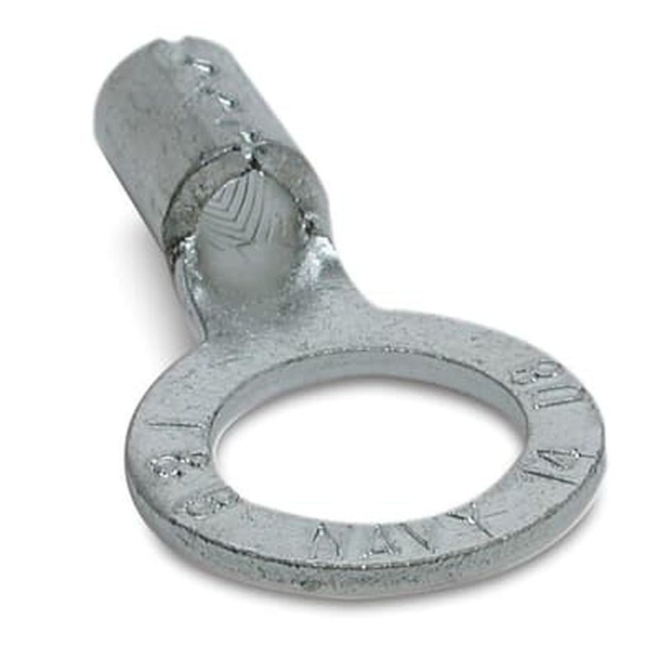 Sta-Kon Non-Insulated Ring Terminal, 8 AWG, 3/8 in Stud, Metallic, 200 Pack