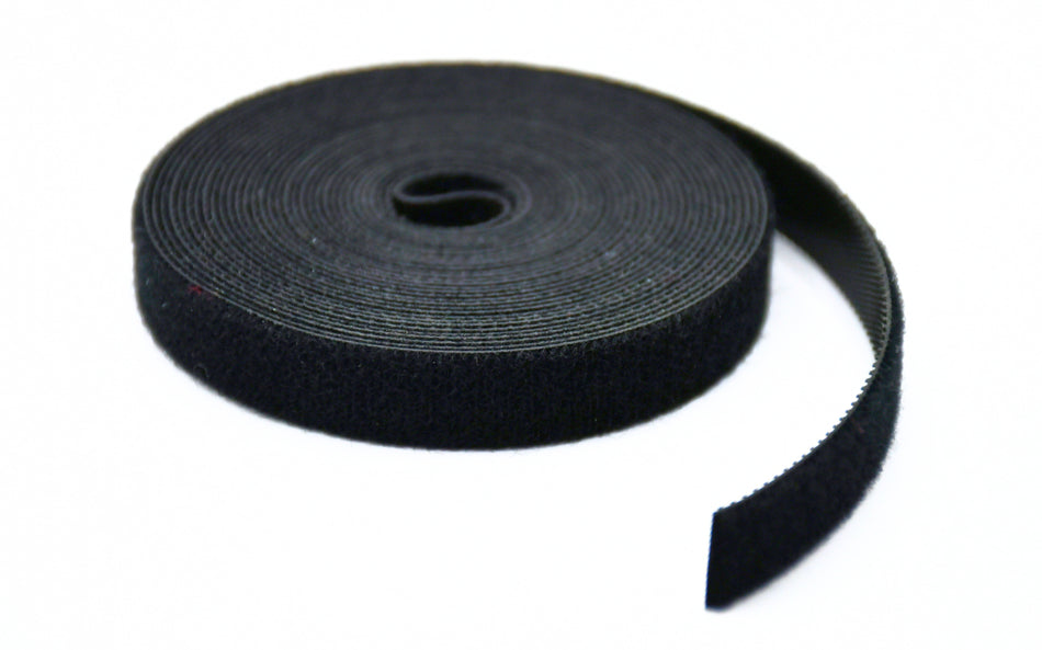 Grizzly Supply 1/2” Black Hook and Loop Continuous Roll 15ft/roll