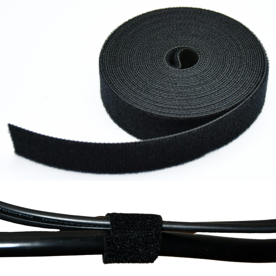 Grizzly Supply 3/4” Black Hook and Loop Continuous Roll 15ft/roll