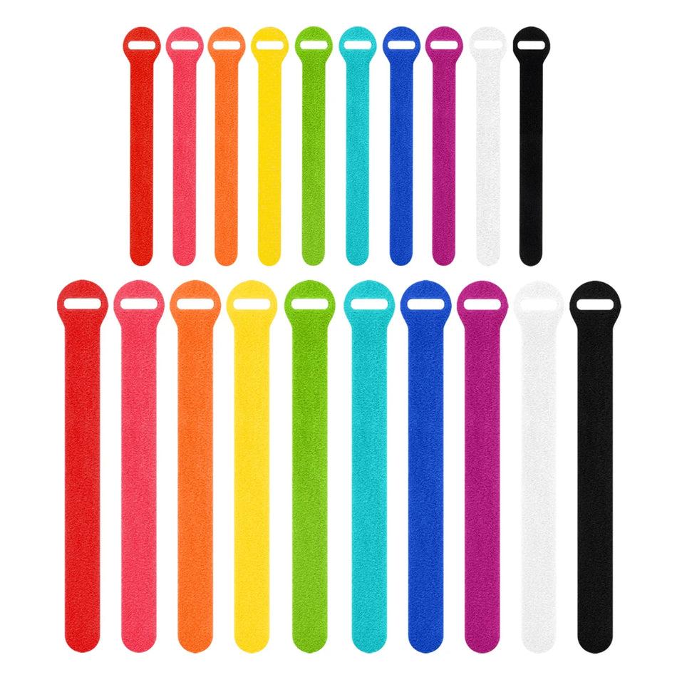 Grizzly Supply 5", 8" Colored Hook and Loop Cable Tie 20/pk