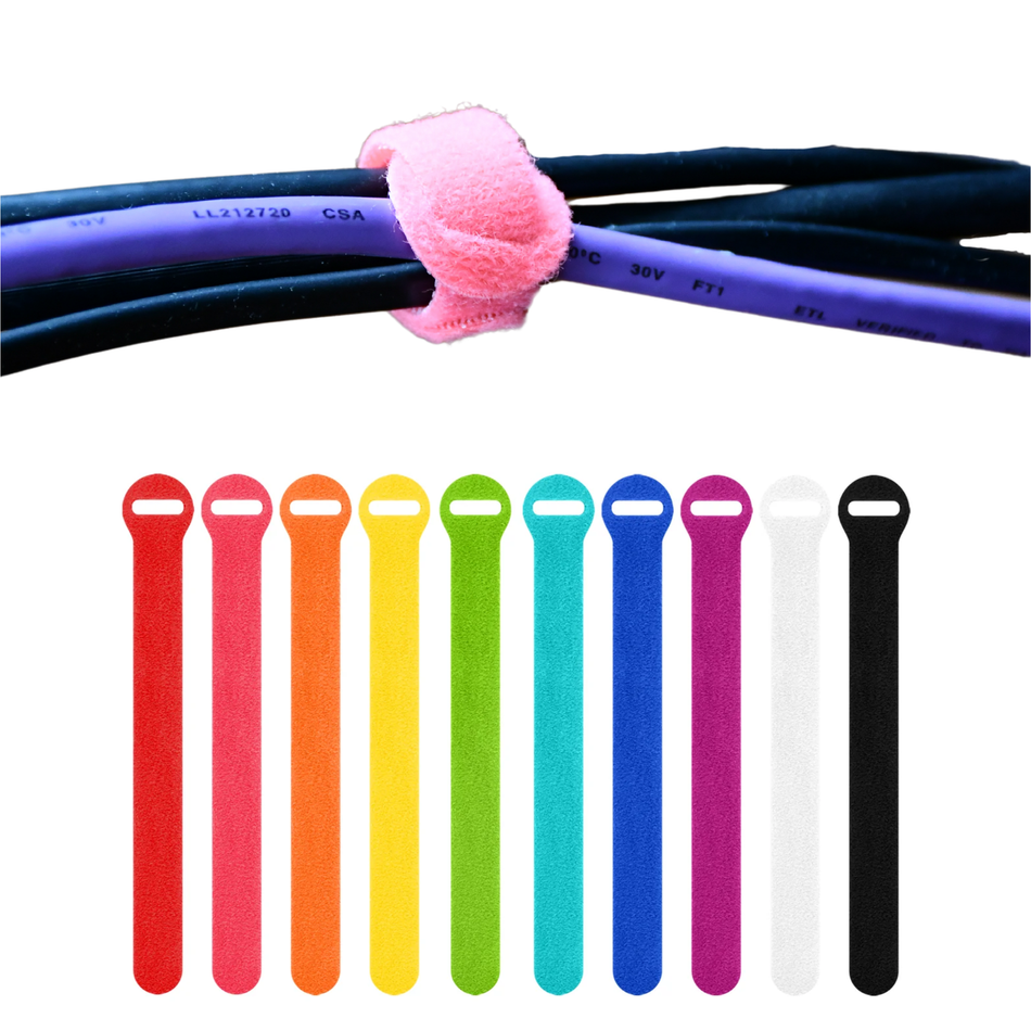 Grizzly Supply 8" Colored Hook and Loop Cable Tie 10/pk