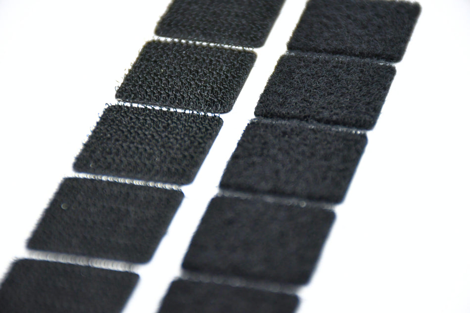 Grizzly Supply 1" Black Adhesive Hook and Loop Square 25/pk