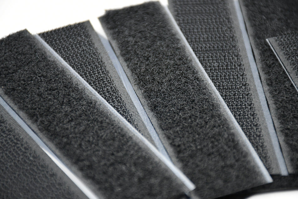 Grizzly Supply 4"x1" Black Adhesive Hook and Loop Strip 6/pk