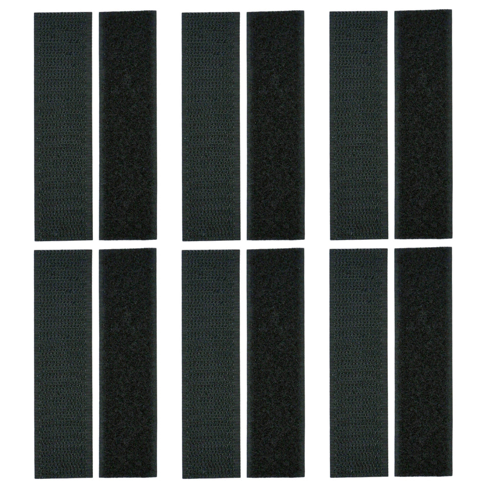 Grizzly Supply 4"x1" Black Adhesive Hook and Loop Strip 6/pk