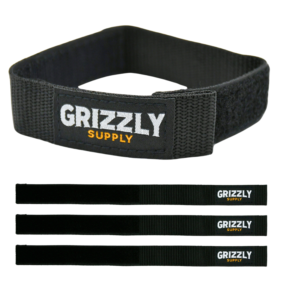 Grizzly Supply 12" Black Hook and Loop Bundle Strap 3/pk