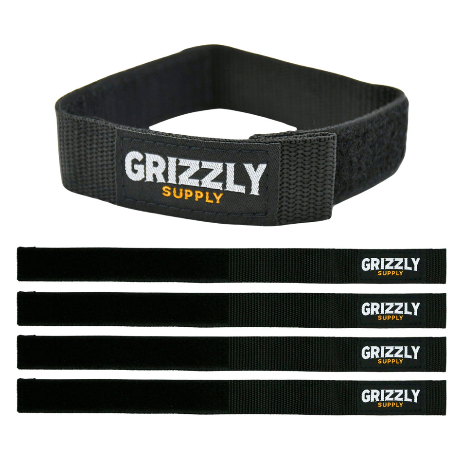 Grizzly Supply 12" Black Hook and Loop Bundle Strap 3/pk