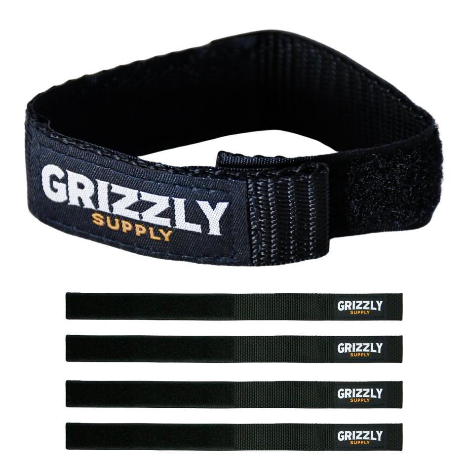 Grizzly Supply 9" Black Hook and Loop Bundle Strap 4/pk