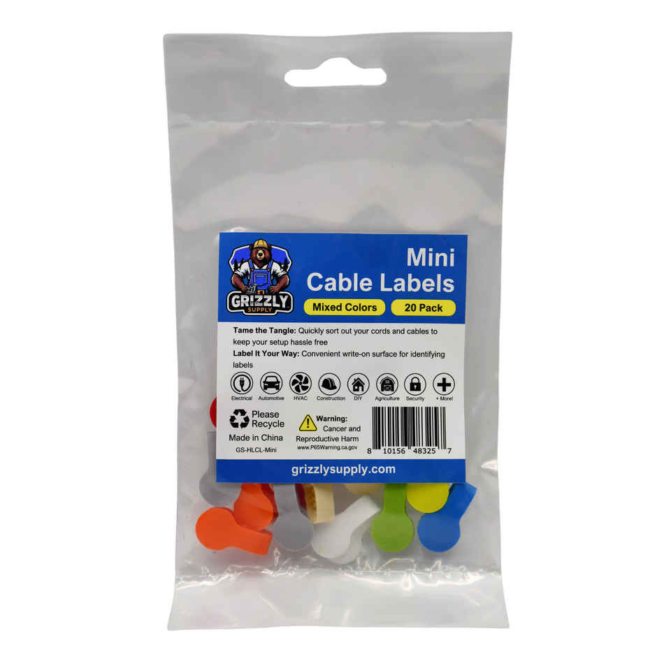 Grizzly Supply Assorted Color Mini Cable Label 20/pk