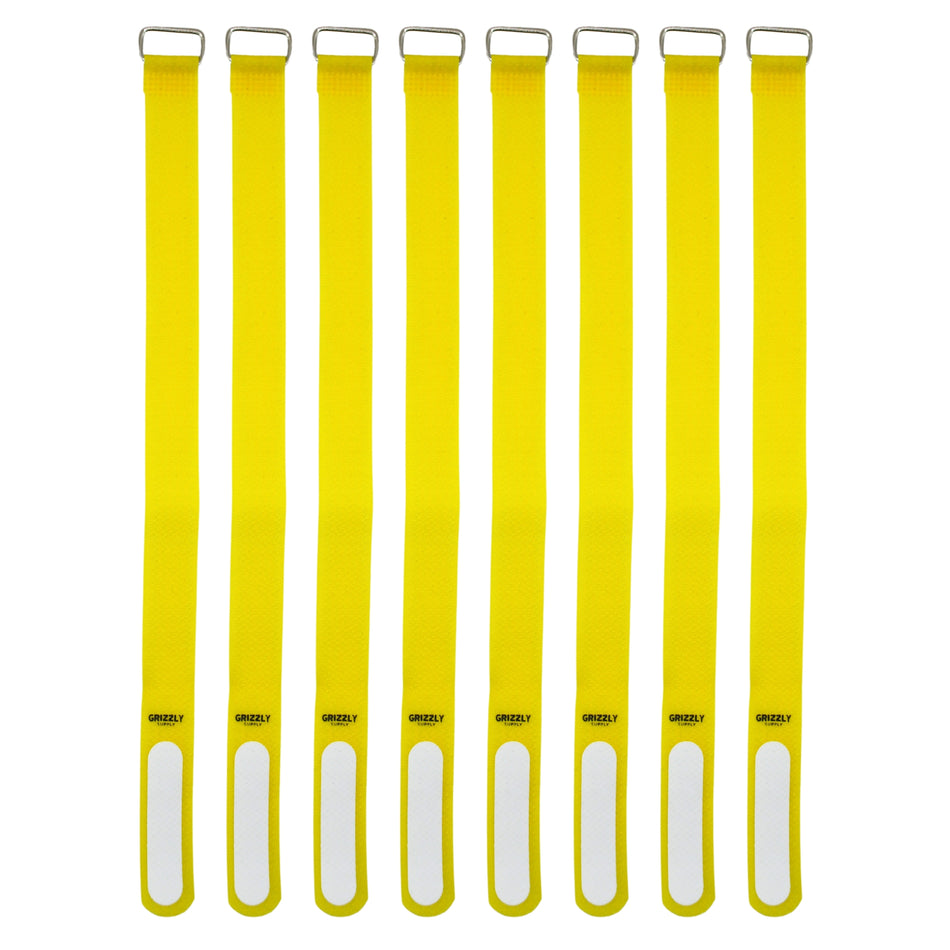 Grizzly Supply 12" Yellow Hook and Loop Cinch Strap 8/pk