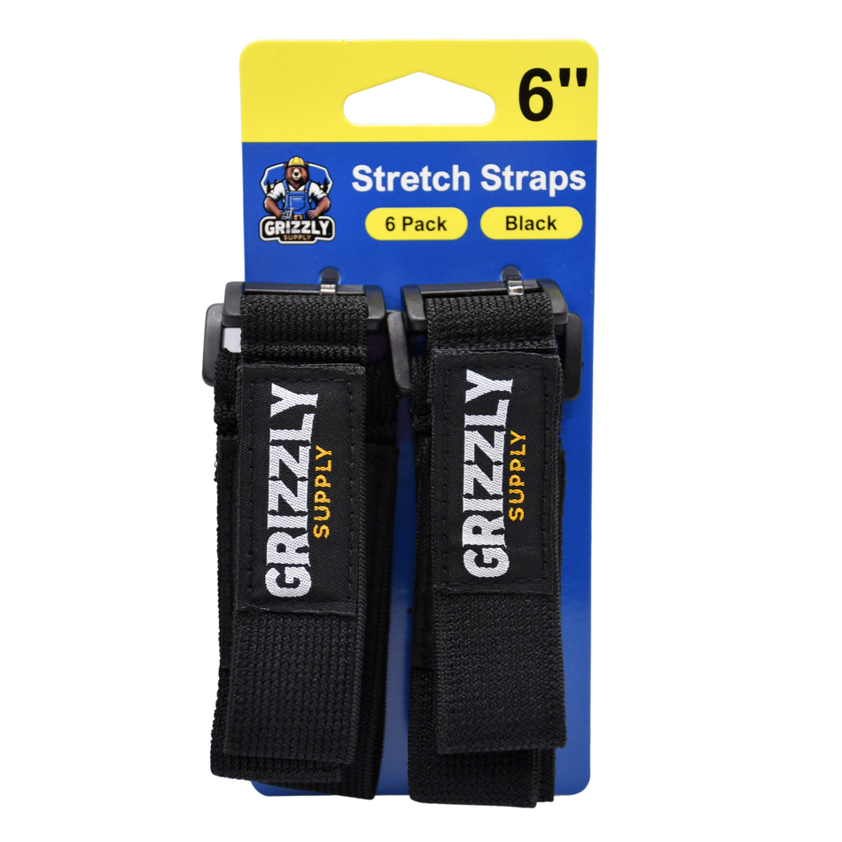 Grizzly Supply 6" Black Stretch Strap 6/pk