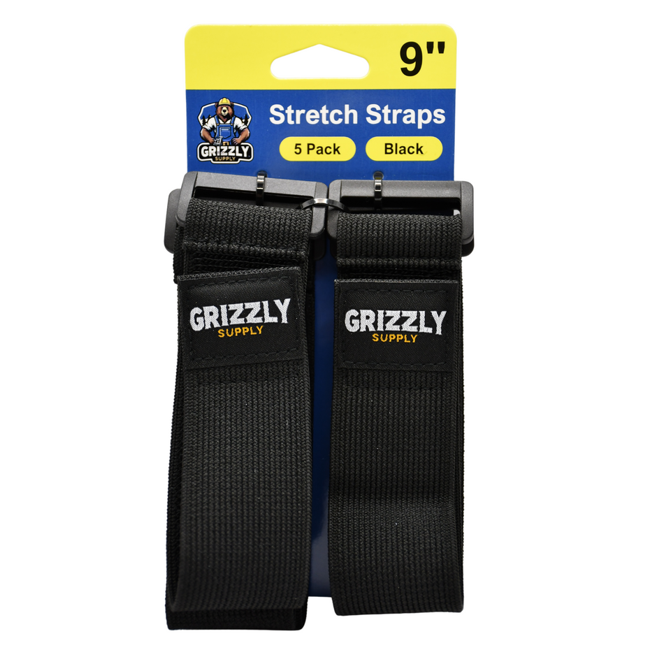 Grizzly Supply 9" Black Stretch Strap 5/pk