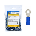16-14 AWG Blue Vinyl Insulated Molded Easy Entry #10 Ring Terminals 100/bag