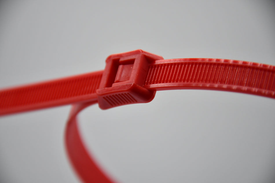 14" 120lb Red Low Profile/In-Line Cable Ties 100/bag Part #LP14-120-2C