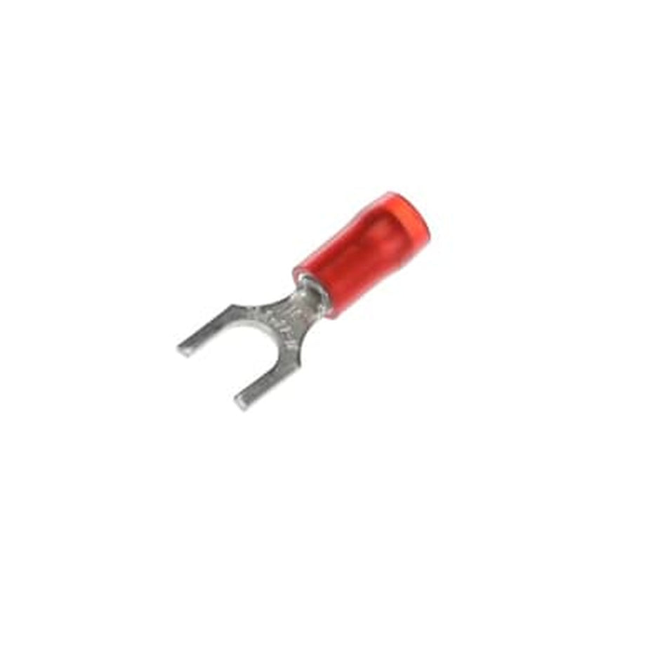 Sta-Kon Nylon Insulated Fork Terminal, 22-16 AWG, #10 Stud, Red, 100 Pack