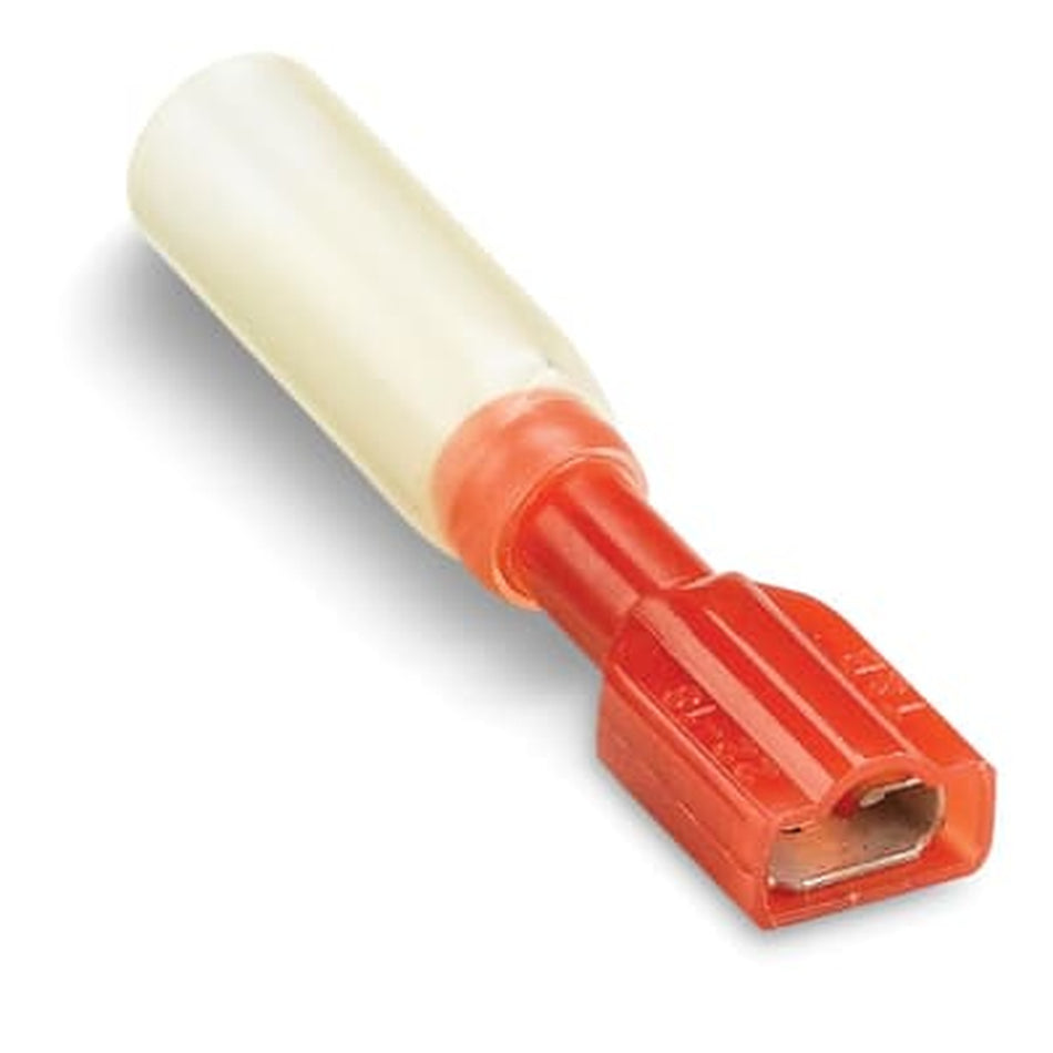 Sta-Kon Nylon Insulated Disconnect Terminal, 22-18 AWG, 0.250 in Tab, Red, 25 Pack