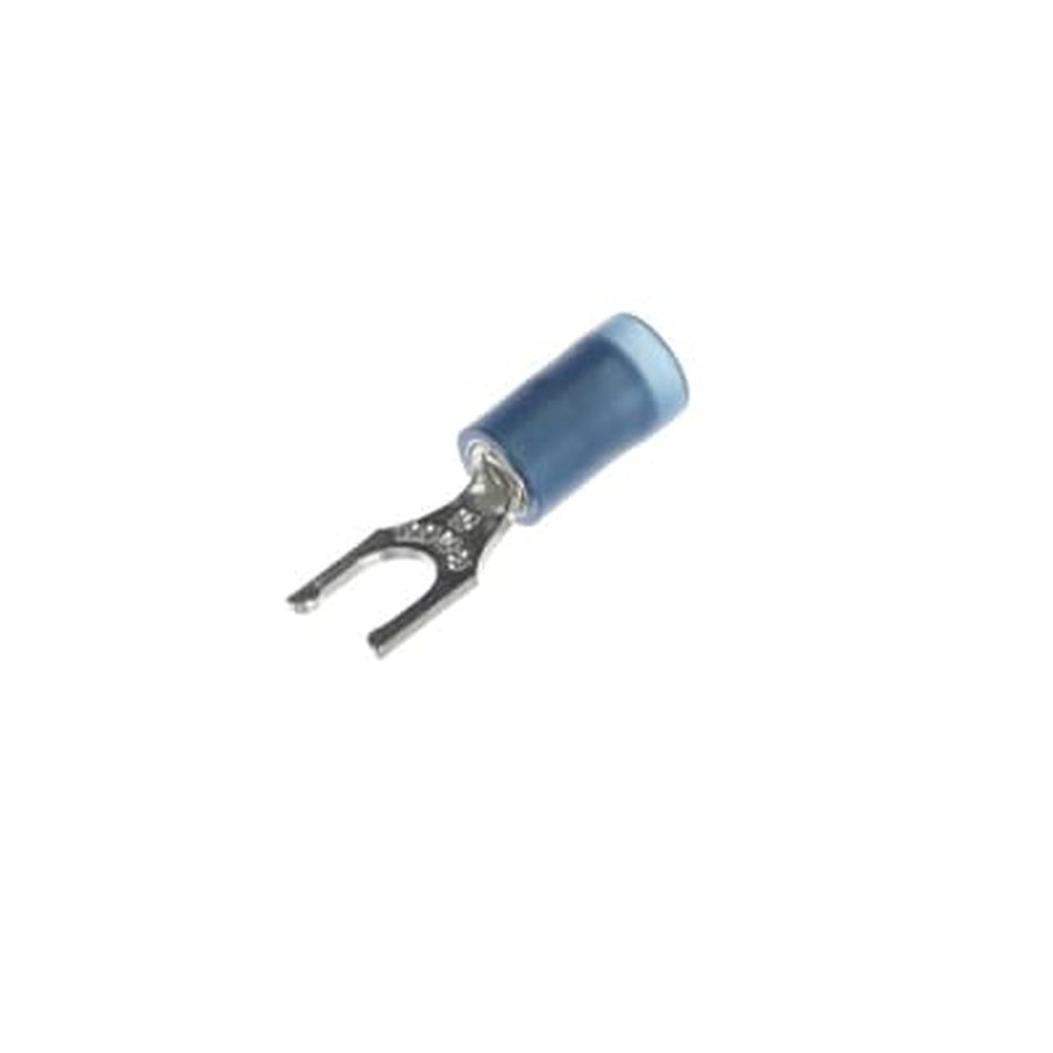 Sta-Kon Nylon Insulated Fork Terminal, 18-14 AWG, #10 Stud, Blue, 100 Pack