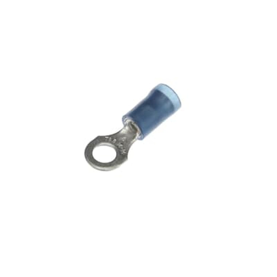 Sta-Kon Nylon Insulated Ring Terminal, 18-14 AWG, #8 Stud, Blue, 100 Pack