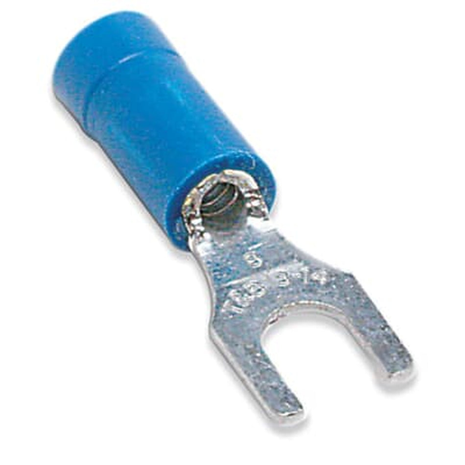 Sta-Kon Vinyl Insulated Fork Terminal, 18-14 AWG, #8 Stud, Blue, 1000 Pack