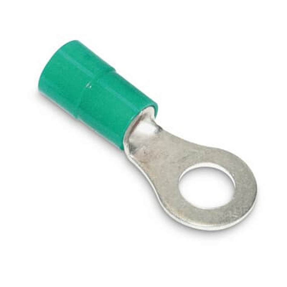 Sta-Kon Nylon Insulated Ring Terminal, 16-14 AWG, #10 Stud, Green, 50 Pack