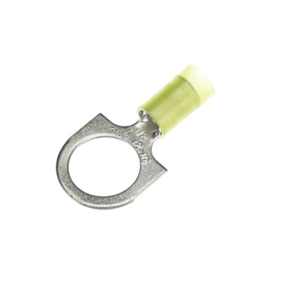 Sta-Kon Nylon Insulated Ring Terminal, 12-10 AWG, 1/2 in Stud, Yellow, 50 Pack