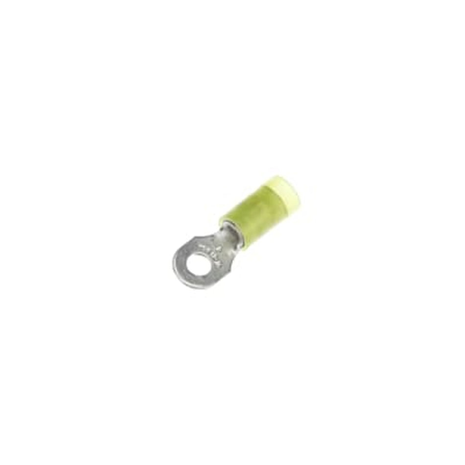 Sta-Kon Nylon Insulated Ring Terminal, 12-10 AWG, #8 Stud, Yellow, 50 Pack