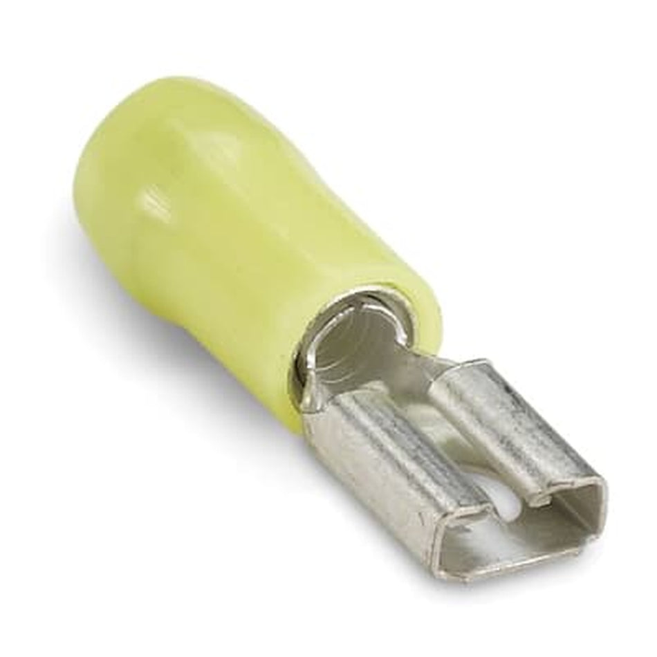 Sta-Kon Nylon Insulated Disconnect Terminal, 12-10 AWG, 0.250 in Tab, Yellow, 500 Pack