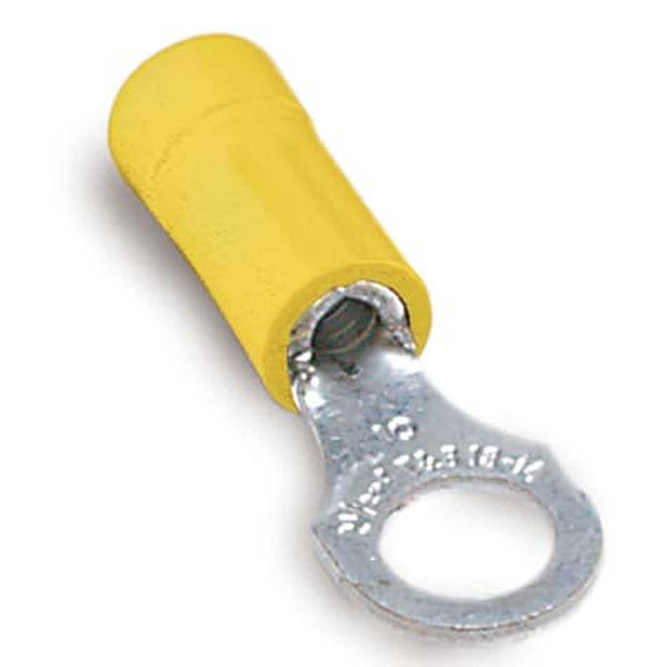 Sta-Kon Vinyl Insulated Ring Terminal, 12-10 AWG, #10 Stud, Yellow, 500 Pack