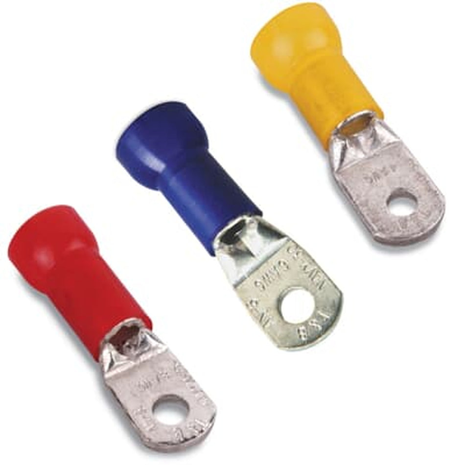 Sta-Kon Nylon Insulated Ring Terminal, 2 AWG, 3/8 in Stud, Red, 10 Pack