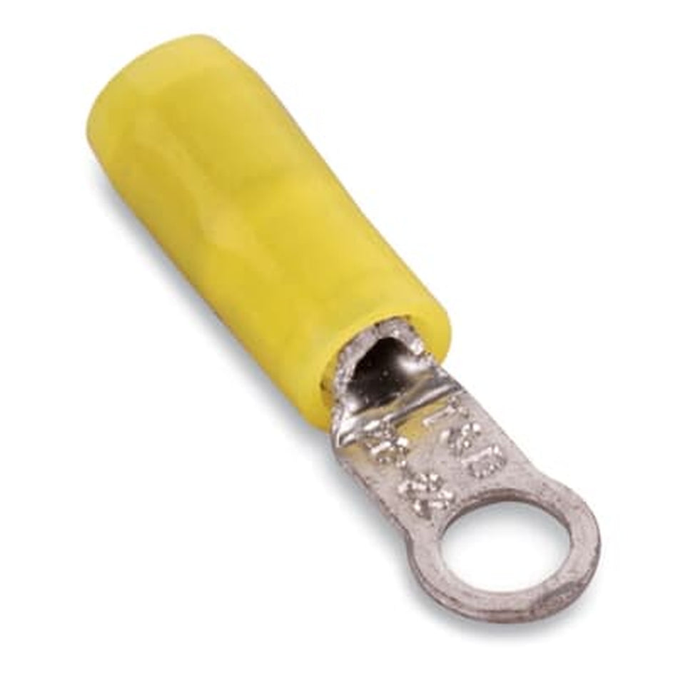 Sta-Kon Nylon Insulated Ring Terminal, 26-22 AWG, #2 Stud, Yellow, 100 Pack