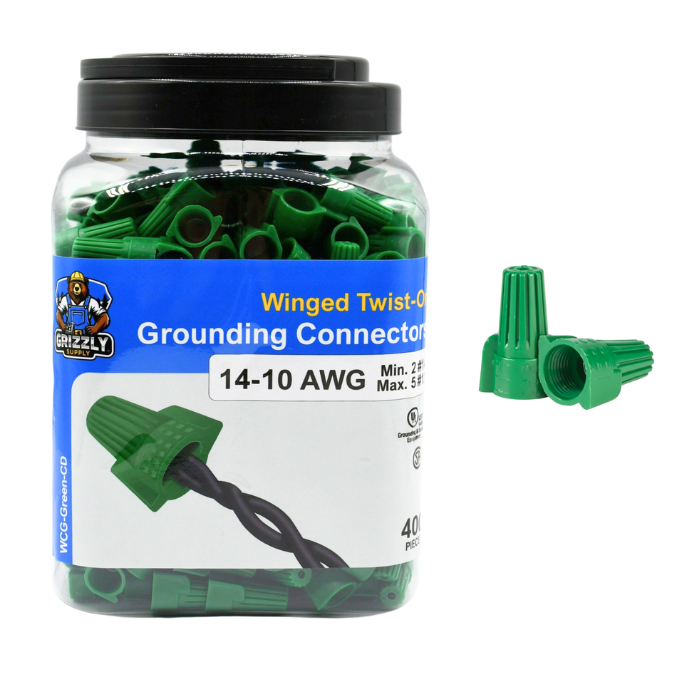 Winged Green Screw-On Wire Connectors 14-10 AWG 400/Jar #WCG-Green-CD