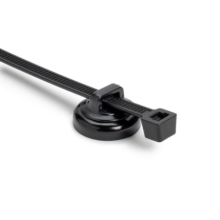 Magnetic Cable Tie Mount, Unassembled Set, 0.75" Dia, Magnet/POM/ST, 10lb Pull, Black, 100/Box
