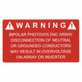 HellermannTyton 596-00326 Solar Label, BIPOLAR SOLAR ARRAY, 3.75" x 2.0", VL, Red, 50/pkg