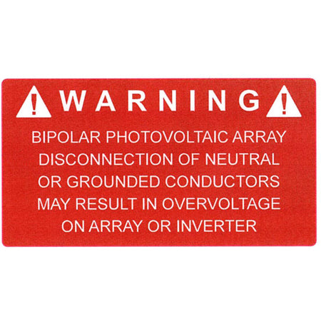 HellermannTyton 596-00326 Solar Label, BIPOLAR SOLAR ARRAY, 3.75" x 2.0", VL, Red, 50/pkg