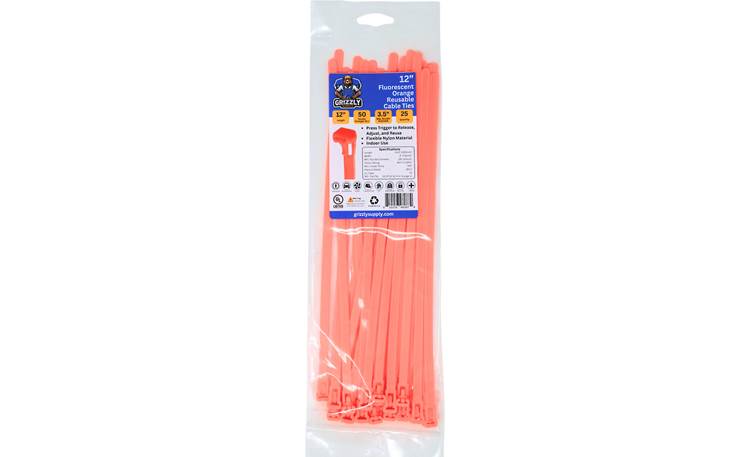 12" 50lb Flo Orange Releasable Cable Tie 25/bag
