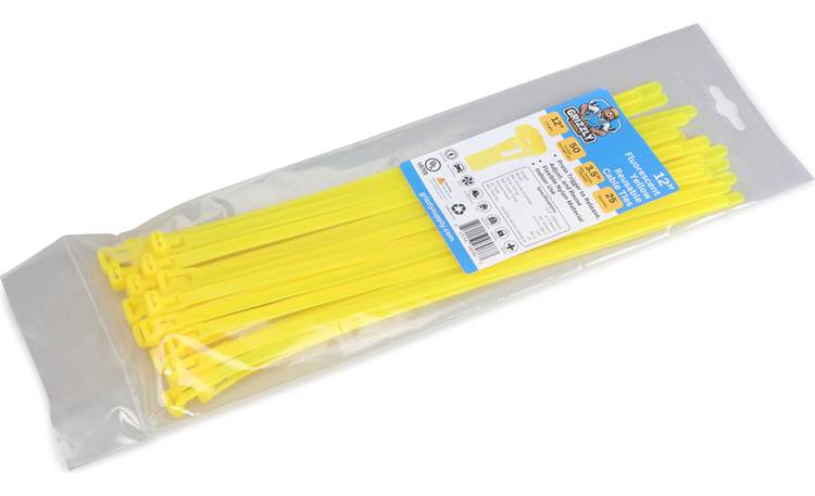 12" 50lb Flo Yellow Releasable Cable Tie 25/bag