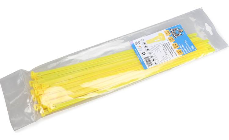 14" 50lb Flo Yellow Releasable Cable Tie 25/bag