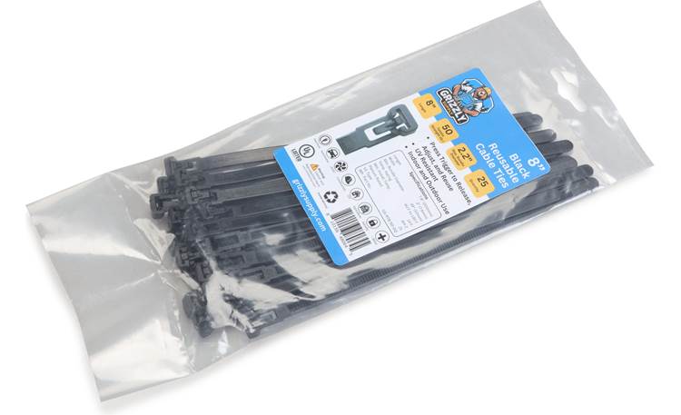 8" 50lb BlackUV Releasable Cable Tie 25/bag