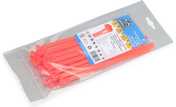 8" 50lb Flo Orange Releasable Cable Tie 25/bag