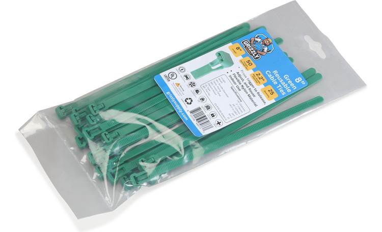 8" 50lb Green Releasable Cable Tie 25/bag