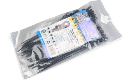 6" 40lb BlackUV Screw Mount Cable Tie 100/bag