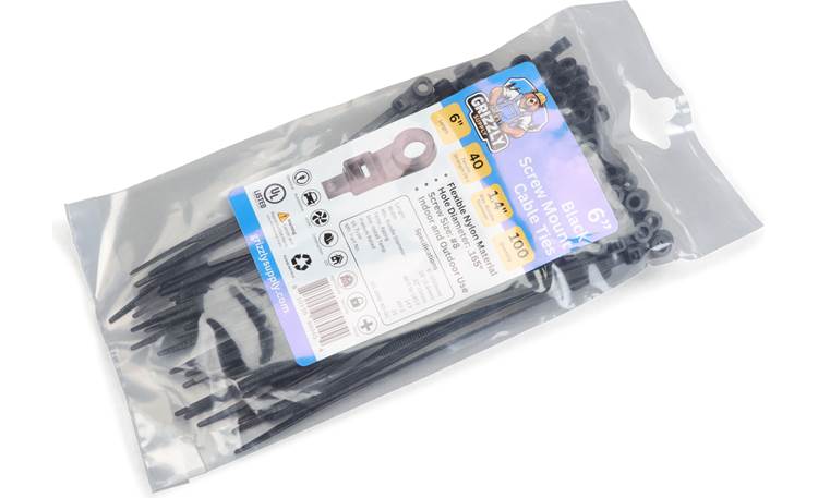6" 40lb BlackUV Screw Mount Cable Tie 100/bag