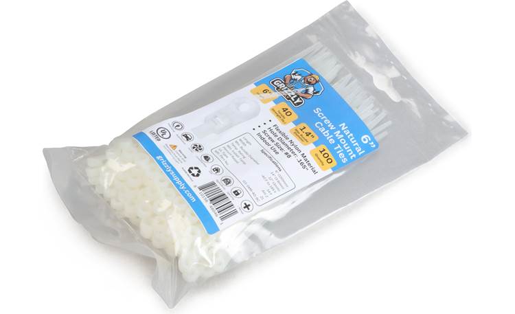 6" 40lb Natural Screw Mount Cable Tie 100/bag