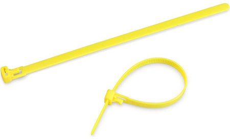 8" 50lb Yellow Releasable Cable Tie 25/bag