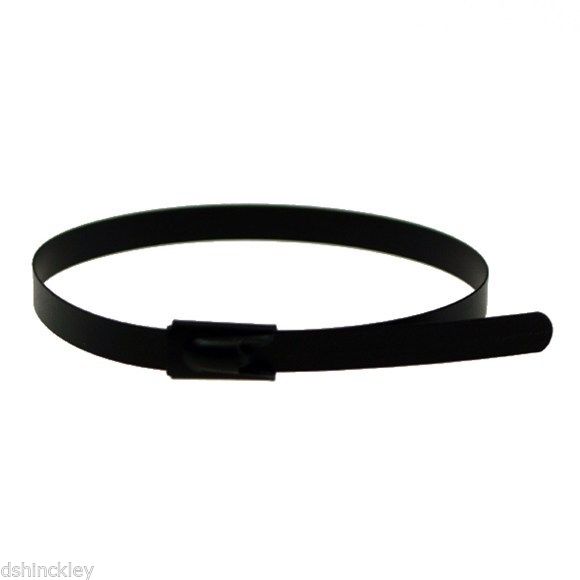 10" 150lb - Black Polyester Coated 316 Stainless Steel Cable Ties Part #SSPCoated10-LD 100/bag
