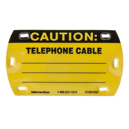 HellermannTyton CT2012X2 Self-Laminating Tag, Caution Write-On, Telephone Cable, 3.5" x 2.0", Yellow, 25/pkg