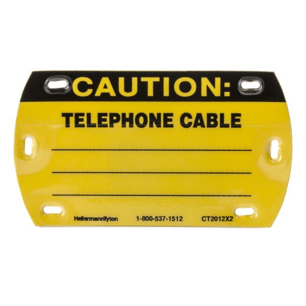 HellermannTyton CT2012X2 Self-Laminating Tag, Caution Write-On, Telephone Cable, 3.5" x 2.0", Yellow, 25/pkg