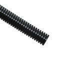 HellermannTyton CTN20STD Convoluted Tubing, Slit, 2" Dia, PA6, Black with Gray Stripe, 100 ft/pkg 