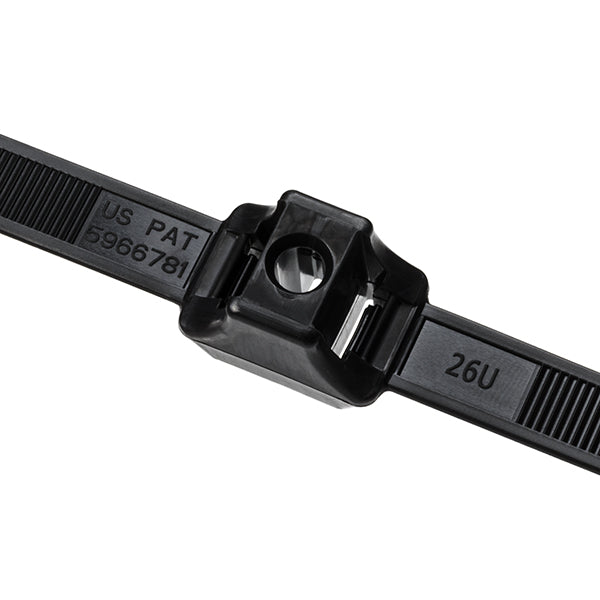 HellermannTyton DCT110HIRK2 Dual Clamp Tie, 19.20" Long, .25" Stud Dia, 2.30" Max Bundle Dia, 150lb, PA66HIRHSUV, Black, 50/pkg